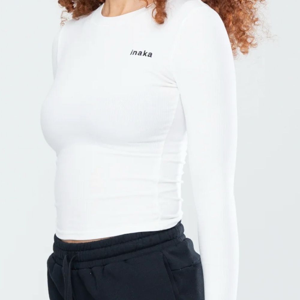 Inaka Basic Ribbed LS White Small NWT IN PACKAGE - Picture 2 of 9